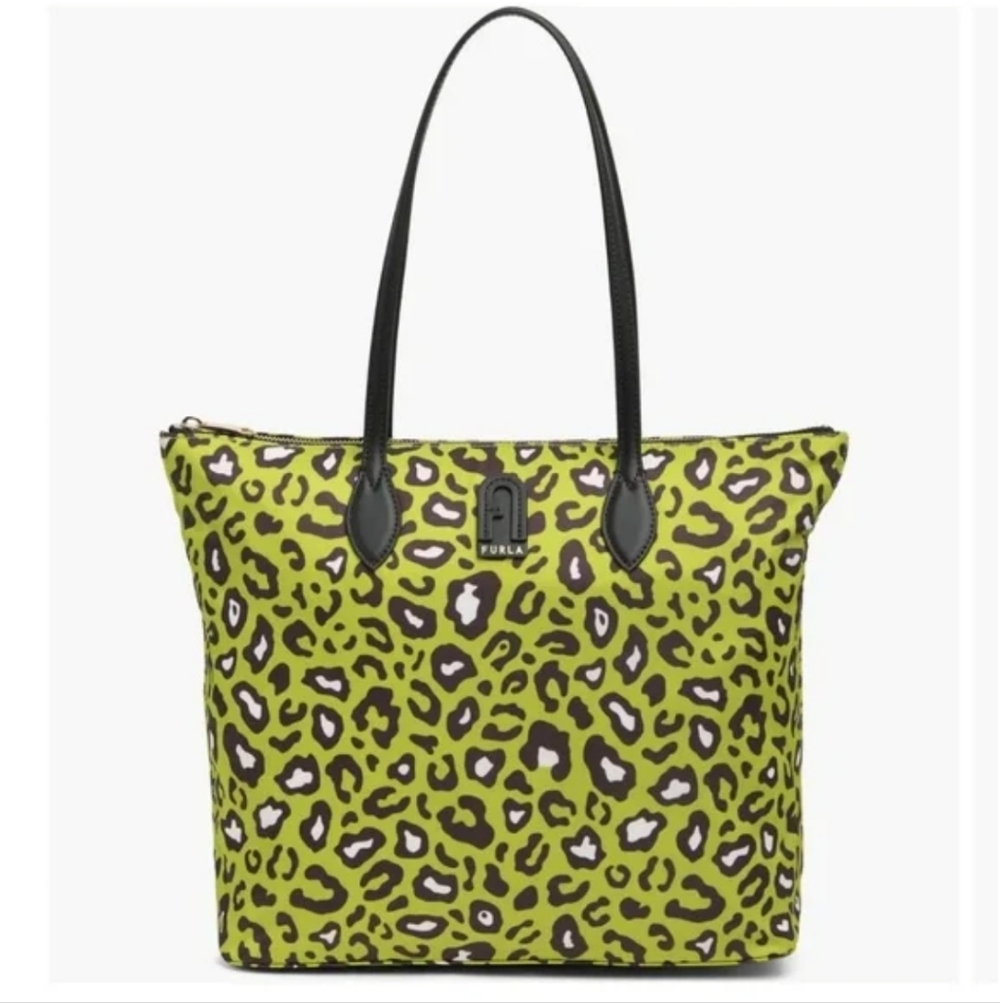 Furla NWOT Lime Leopard Print Tote